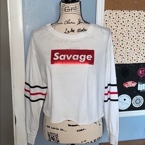 💥Queen Bees Savage Crop Top Long Sleeve Shirt☄️